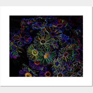 Black Panther Art - Flower Bouquet with Glowing Edges 20 Posters and Art